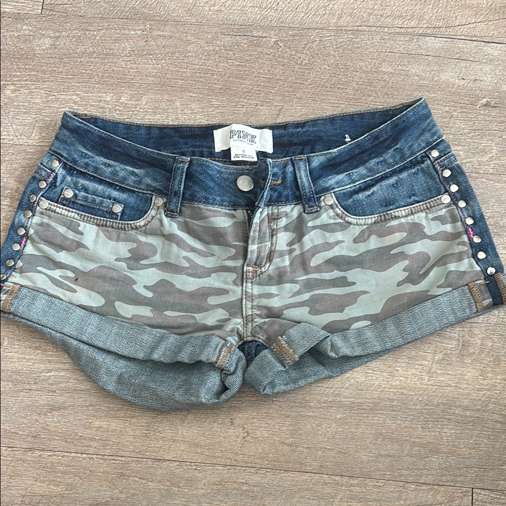 PINK Victoria's Secret Gray and Pink Jean Shorts